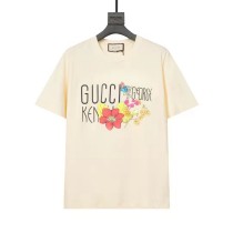 Gucci Men Women Butterfly Petal Logo Print Short Sleeve T-shirt