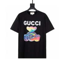 Gucci Men Women Loose Short Sleeve T-shirt Colorful Graffiti Bear Print T-shirt