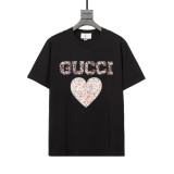 Gucci Men's Women's Floral Love Patch Short Sleeve T-shirt