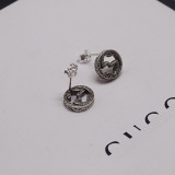Gucci Carved Three Dimensional Double G Letter Stud Earrings