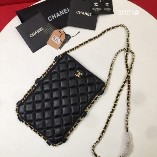Chanel Simple Smooth Lambskin Mobile Phone Bag Coin Purse Size; 15x1.5x21cm