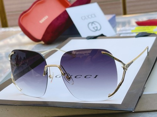 Gucci Frameless Hollow Anti-UV Sunglasses Size:60口17-135