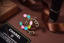 Chanel Colorful Gemstone Double C Brooch