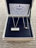 Prada Fashion Letter Logo Necklace Silver