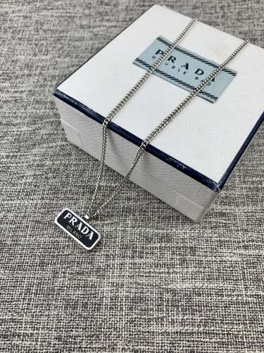 Prada Fashion Letter Logo Necklace Silver