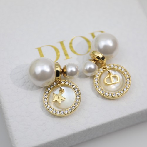 Dior Mother Fritillary Pendant Pearl Logo Stud Earrings Band
