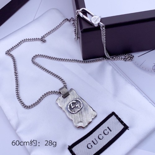 Gucci New Sterling Silver Double G Tag Necklace