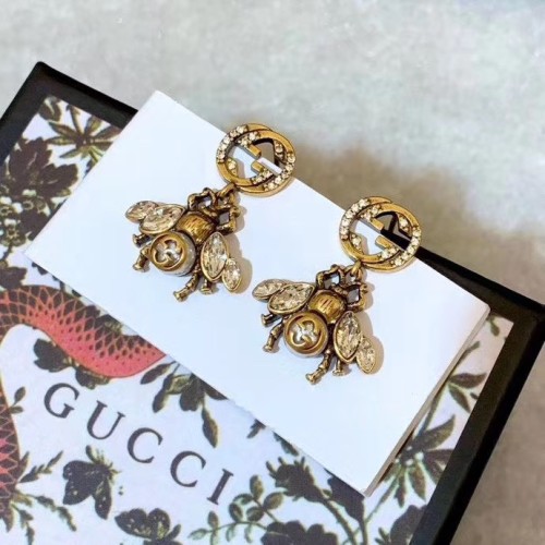 Gucci Vintage Double G Bee Stud Earrings