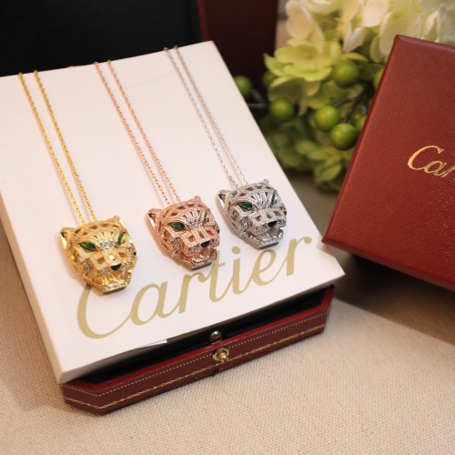 Cartier Panther Head Hollow Full Diamond Necklace