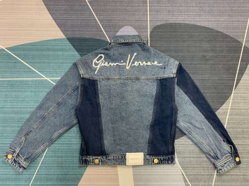 New Versace Fashion Zip Sleeve Denim Jacket