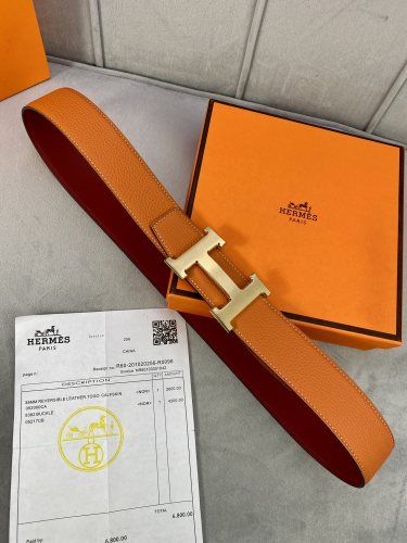 Hermes Classic Orange Men Women Fashion Belt 3.8CM