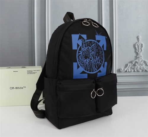 Off White Fashion Blue Arrow Print Backpack