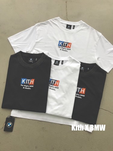 KITH BMW Joint Men Women Cotton Loose Embroidery Logo Short Sleeve T-Shirt