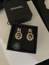 Chanel Fashion Pearl Logo Stud Earrings
