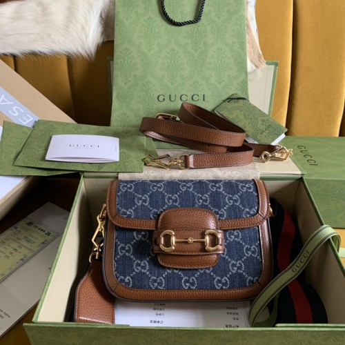 Gucci Denim Horsebit Crossbody Bag Size: 20.5/14.5/5cm