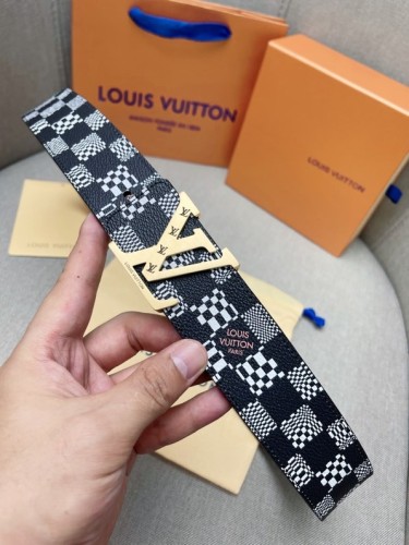 LV Louis Vuitton Italian Checkerboard Style Belt 4.0CM