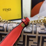 Fendi Classic FF Embossed Logo One-shoulder Diagonal Bag Size 19x13x9cm