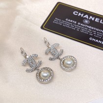 Chanel Pearl With Diamonds Ear Hooks Ear Studs
