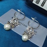 Dior Pearl Bow Rhinestone Earrings