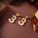 Balenciaga New Pearl Diamond B Letter Stud Earrings