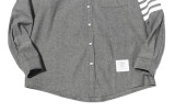 Thom Browne Cotton Denim Blue Long Sleeve Shirt