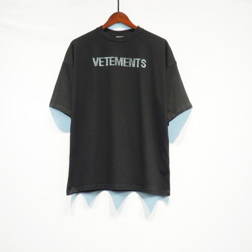 Vetements Men Women Rhinestone Logo Casual Short Sleeve T-Shirt