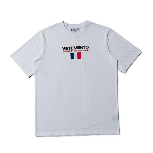 Vetements Men Women French Flag Embroidered Casual Short Sleeve T-shirt