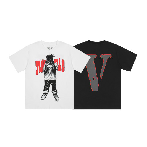 Vlone X Juice Wrld Men Women Character Print Fashion Short Sleeve T-Shirt