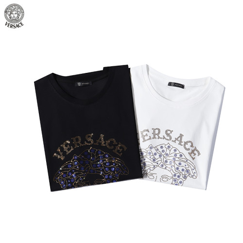 Versace Men Cotton Short Sleeve Medusa Avatar Hot Diamond LettersT-shirt
