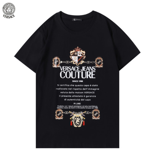 Versace Men Cotton Short Sleeve Medusa letter LOGO Printing Processr Black White T-shirt