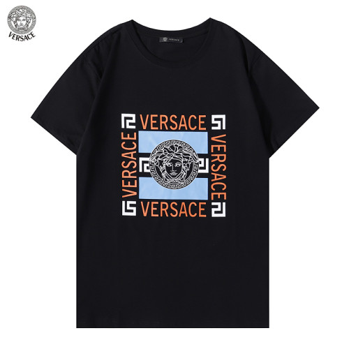 Versace Men Cotton Short Sleeve Medusa Letter Print Avatar Black White T-shirt