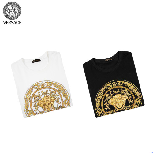 Versace Men Cotton Short Sleeve Logo Print Black White T-shirt
