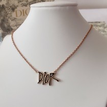 Dior New Black Enamel Letter Necklace