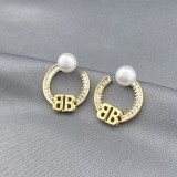 Balenciaga Double B Letter Pearl Earrings
