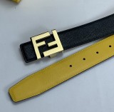 Fendi Men's Fashion Business Belt 3.5CM Black Yellow