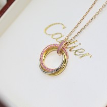 Cartier Pink Diamond Three-Color Three-Ring Necklace