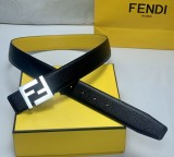 Fendi Men's Fashion Business Belt 3.5CM Black Yellow