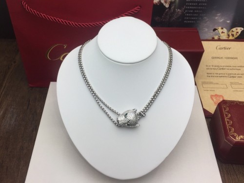 Cartier Domineering Full Diamond Panther Head Necklace