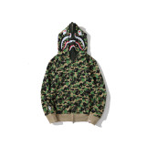 BAPE/A/Bathing Ape Unisex Shark Head Sweatshirt Camouflage Full Zip Hoodies Coat
