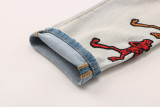 Amiri Fashion Cartoon Embroidery Slim Fit Jeans 8308