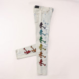 Amiri Fashion Cartoon Embroidery Slim Fit Jeans 8308