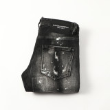 Dsquared2 Men's Splash Ink Broken Hole Slim Fit Jeans Pants 8280