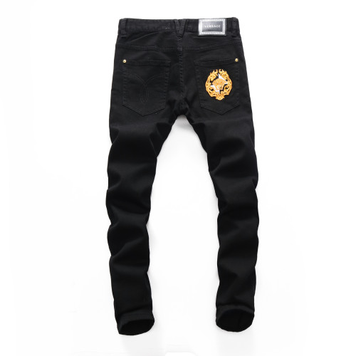 VERSACE  New Gold Embroidered Logo Slim Fit Jeans Pants 8251