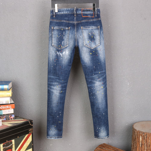 Dsquared2 Fashion Splashed Ink Damaged Slim Fit Jeans Pants 8243