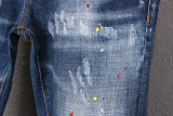 Dsquared2 Fashion Splashed Ink Damaged Slim Fit Jeans Pants 8243