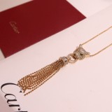 Cartier Leopard Head Emerald Tassel Necklace