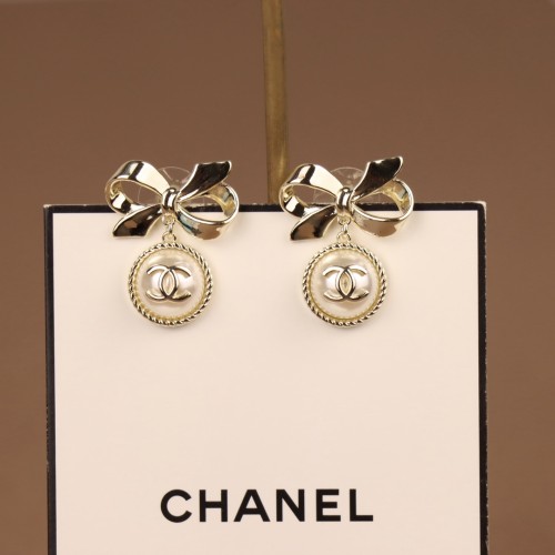 Chanel Bow Fashion Logo Earrings
