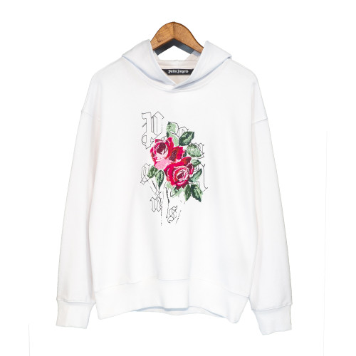 Palm Angels Men Flower Embroidery Hooded sweatshirt