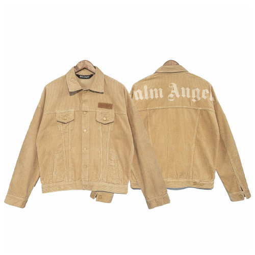 Palm Angels Men Corduroy Button Lapels Solid Color Jacket Coats