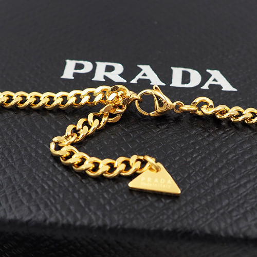 Prada Triangle Logo Pendant Necklace